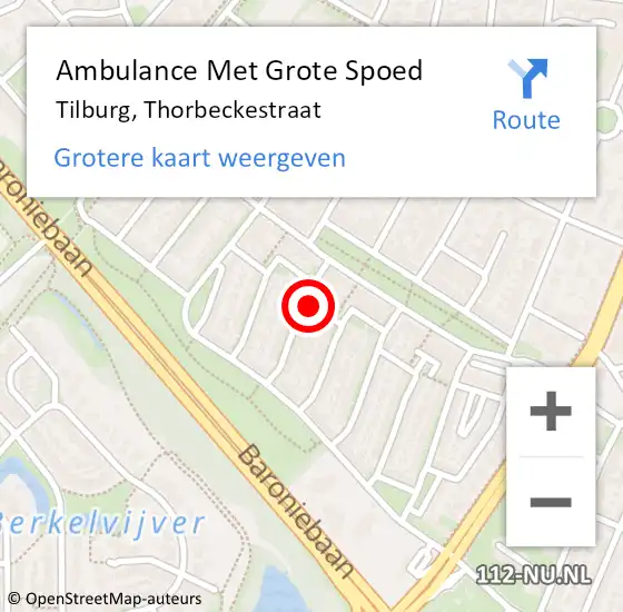 Locatie op kaart van de 112 melding: Ambulance Met Grote Spoed Naar Tilburg, Thorbeckestraat op 3 november 2019 21:23