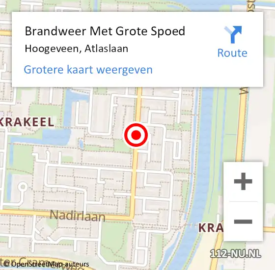 Locatie op kaart van de 112 melding: Brandweer Met Grote Spoed Naar Hoogeveen, Atlaslaan op 3 november 2019 21:40