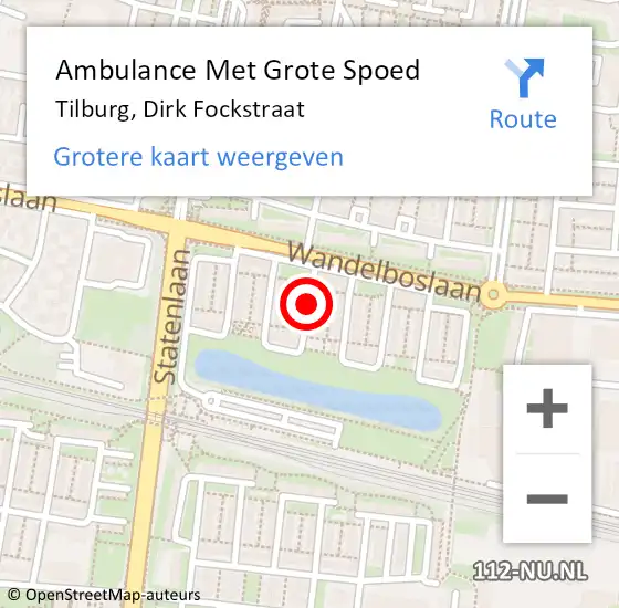 Locatie op kaart van de 112 melding: Ambulance Met Grote Spoed Naar Tilburg, Dirk Fockstraat op 3 november 2019 21:59