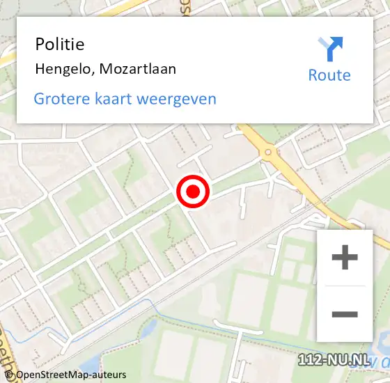 Locatie op kaart van de 112 melding: Politie Hengelo Ov, Mozartlaan op 3 november 2019 22:04