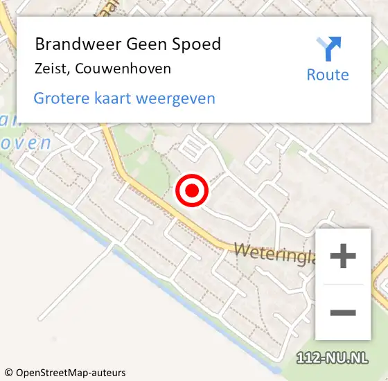 Locatie op kaart van de 112 melding: Brandweer Geen Spoed Naar Zeist, Couwenhoven op 3 november 2019 22:56