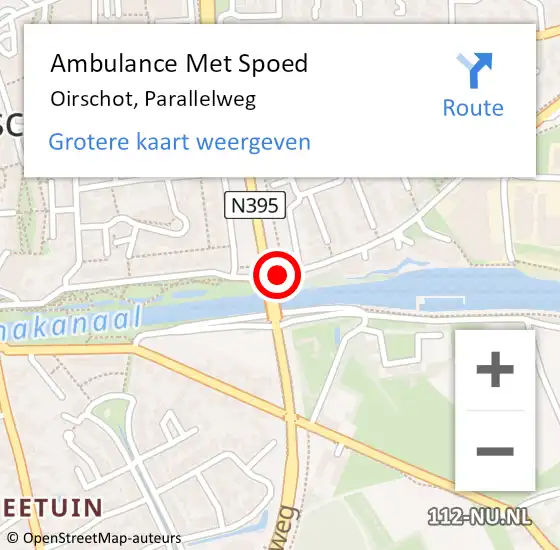 Locatie op kaart van de 112 melding: Ambulance Met Spoed Naar Oirschot, Parallelweg op 3 november 2019 23:41