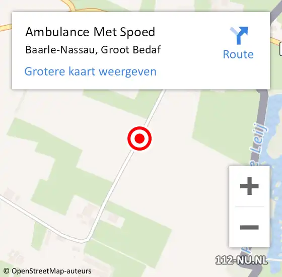 Locatie op kaart van de 112 melding: Ambulance Met Spoed Naar Baarle-Nassau, Groot Bedaf op 4 november 2019 02:36