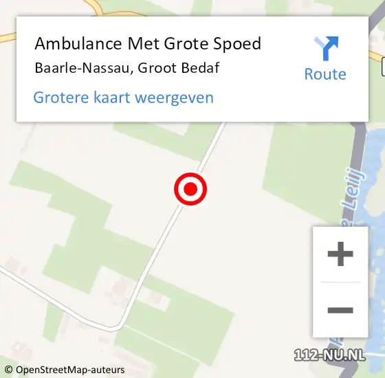 Locatie op kaart van de 112 melding: Ambulance Met Grote Spoed Naar Baarle-Nassau, Groot Bedaf op 4 november 2019 02:39