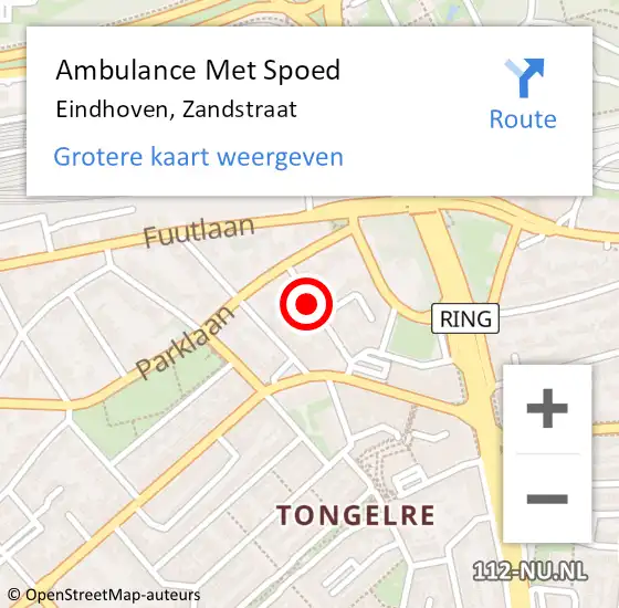 Locatie op kaart van de 112 melding: Ambulance Met Spoed Naar Eindhoven, Zandstraat op 4 november 2019 04:22