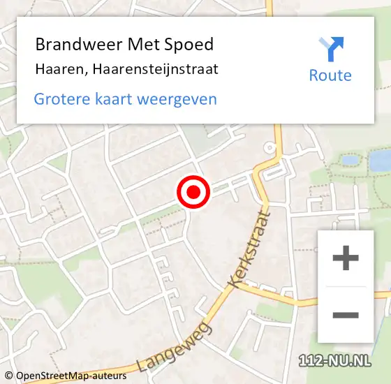 Locatie op kaart van de 112 melding: Brandweer Met Spoed Naar Haaren, Haarensteijnstraat op 4 november 2019 04:24