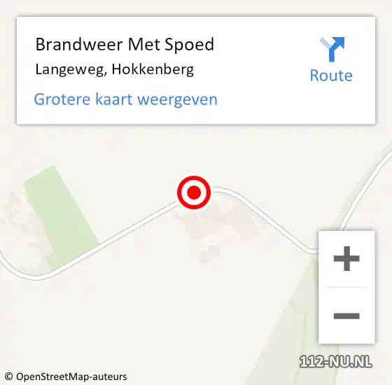 Locatie op kaart van de 112 melding: Brandweer Met Spoed Naar Langeweg, Hokkenberg op 4 november 2019 07:54