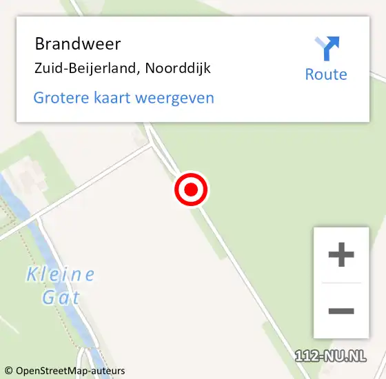 Locatie op kaart van de 112 melding: Brandweer Zuid-Beijerland, Noorddijk op 4 november 2019 07:59