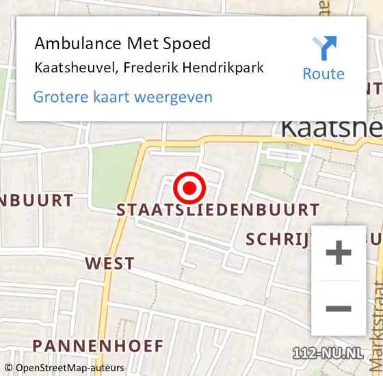 Locatie op kaart van de 112 melding: Ambulance Met Spoed Naar Kaatsheuvel, Frederik Hendrikpark op 4 november 2019 09:39