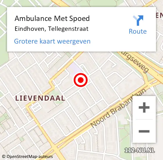 Locatie op kaart van de 112 melding: Ambulance Met Spoed Naar Eindhoven, Tellegenstraat op 4 november 2019 09:58