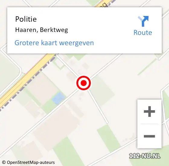 Locatie op kaart van de 112 melding: Politie Haaren, Berktweg op 18 april 2014 17:16