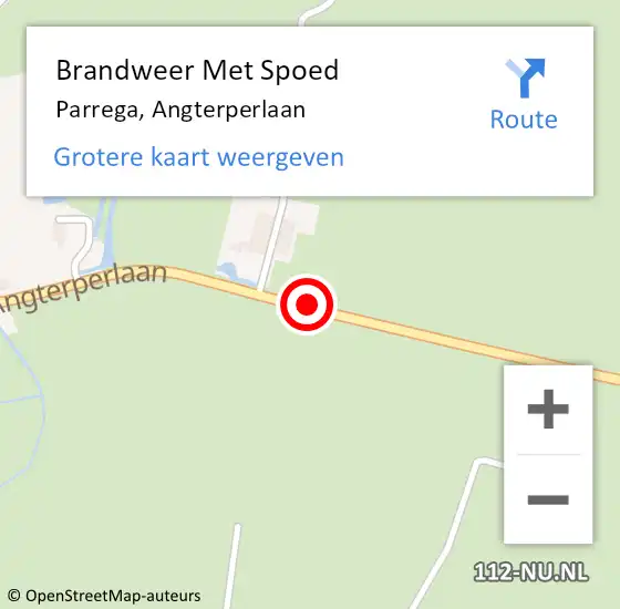 Locatie op kaart van de 112 melding: Brandweer Met Spoed Naar Parrega, Angterperlaan op 4 november 2019 11:22