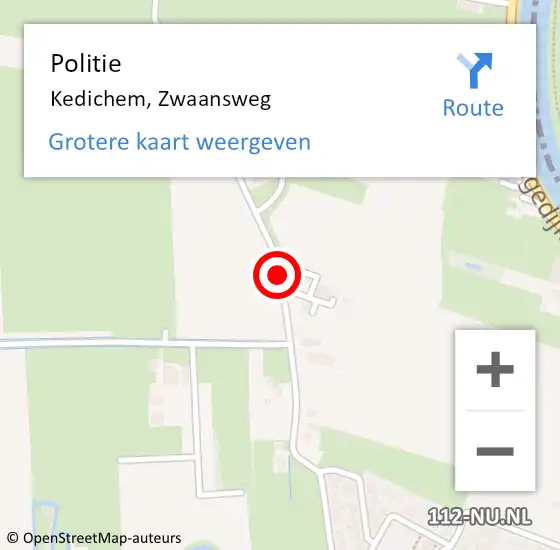 Locatie op kaart van de 112 melding: Politie Kedichem, Zwaansweg op 4 november 2019 11:24