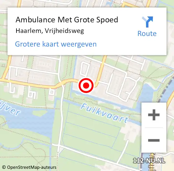 Locatie op kaart van de 112 melding: Ambulance Met Grote Spoed Naar Haarlem, Vrijheidsweg op 4 november 2019 12:01