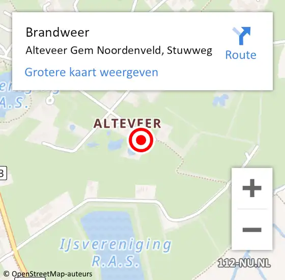 Locatie op kaart van de 112 melding: Brandweer Alteveer Gem Noordenveld, Stuwweg op 18 april 2014 17:21