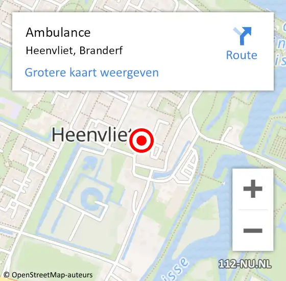 Locatie op kaart van de 112 melding: Ambulance Heenvliet, Branderf op 4 november 2019 14:04