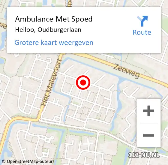 Locatie op kaart van de 112 melding: Ambulance Met Spoed Naar Heiloo, Oudburgerlaan op 4 november 2019 14:31