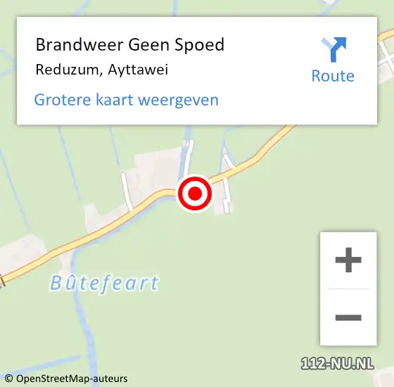 Locatie op kaart van de 112 melding: Brandweer Geen Spoed Naar Reduzum, Ayttawei op 4 november 2019 14:44