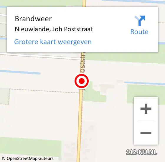 Locatie op kaart van de 112 melding: Brandweer Nieuwlande, Joh Poststraat op 4 november 2019 15:18