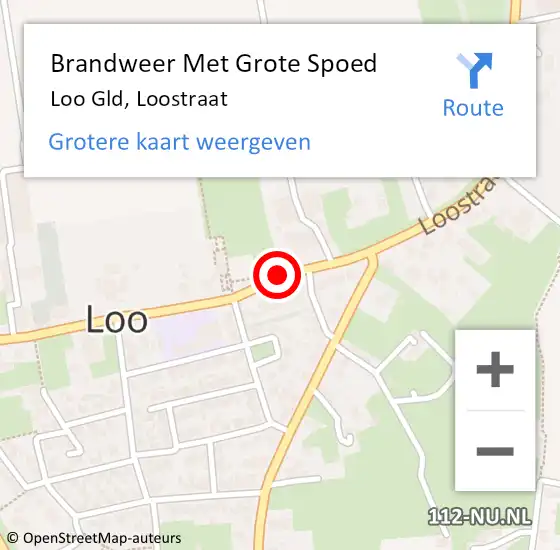 Locatie op kaart van de 112 melding: Brandweer Met Grote Spoed Naar Loo Gld, Loostraat op 4 november 2019 15:28