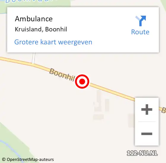 Locatie op kaart van de 112 melding: Ambulance Kruisland, Boonhil op 4 november 2019 15:34