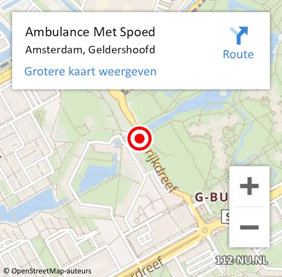Locatie op kaart van de 112 melding: Ambulance Met Spoed Naar Amsterdam, Geldershoofd op 4 november 2019 16:24