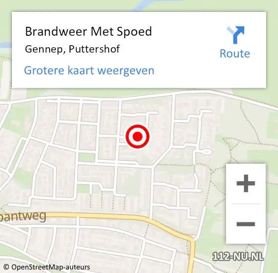 Locatie op kaart van de 112 melding: Brandweer Met Spoed Naar Gennep, Puttershof op 4 november 2019 16:26