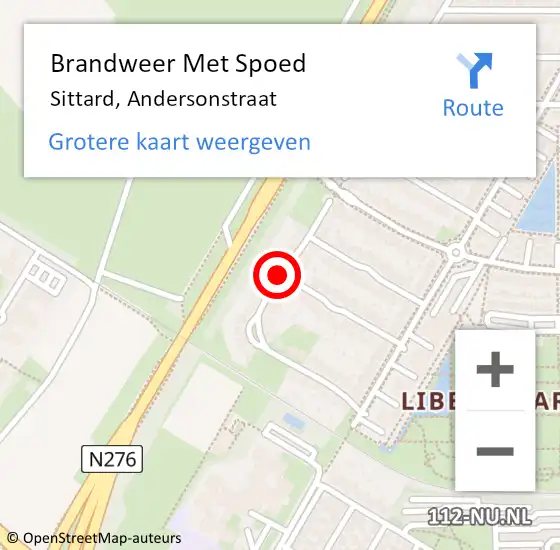 Locatie op kaart van de 112 melding: Brandweer Met Spoed Naar Sittard, Andersonstraat op 4 november 2019 17:40