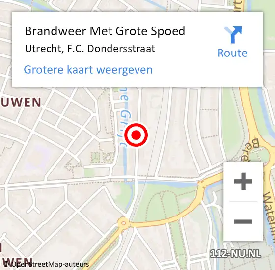 Locatie op kaart van de 112 melding: Brandweer Met Grote Spoed Naar Utrecht, F.C. Dondersstraat op 4 november 2019 18:11