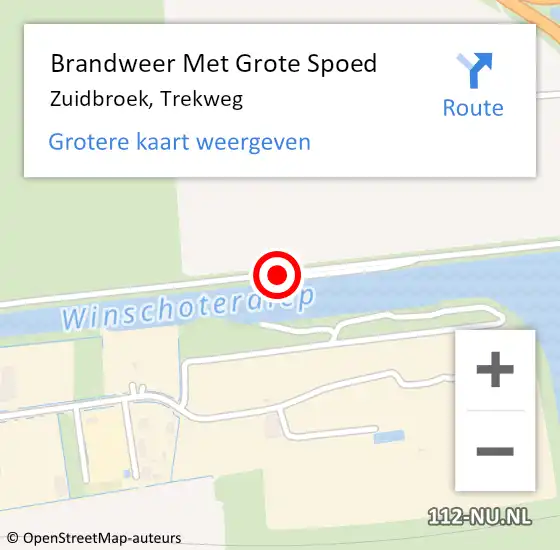 Locatie op kaart van de 112 melding: Brandweer Met Grote Spoed Naar Zuidbroek, Trekweg op 4 november 2019 18:20