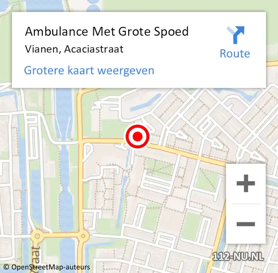 Locatie op kaart van de 112 melding: Ambulance Met Grote Spoed Naar Vianen, Acaciastraat op 29 september 2013 09:10