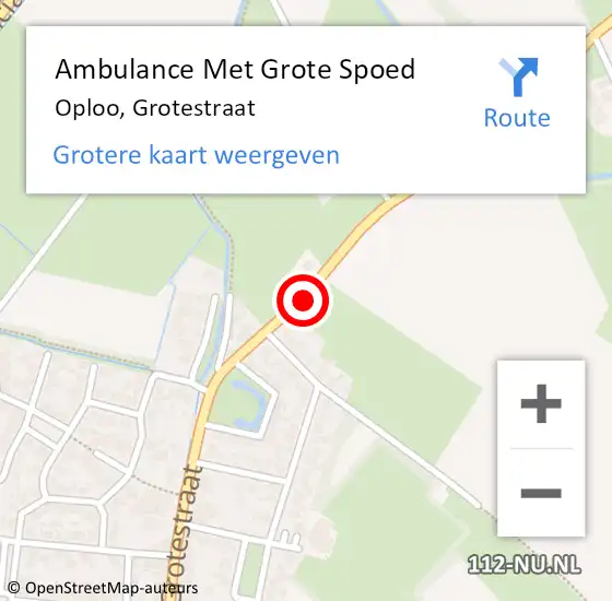 Locatie op kaart van de 112 melding: Ambulance Met Grote Spoed Naar Oploo, Grotestraat op 4 november 2019 18:48