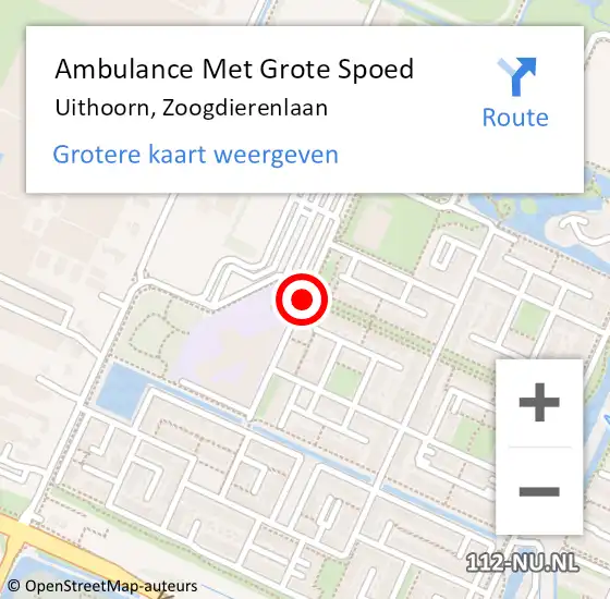Locatie op kaart van de 112 melding: Ambulance Met Grote Spoed Naar Uithoorn, Zoogdierenlaan op 4 november 2019 18:51