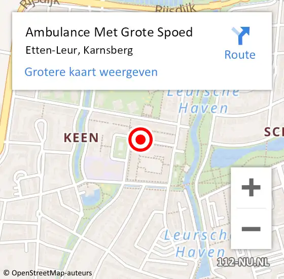 Locatie op kaart van de 112 melding: Ambulance Met Grote Spoed Naar Etten-Leur, Karnsberg op 4 november 2019 19:27