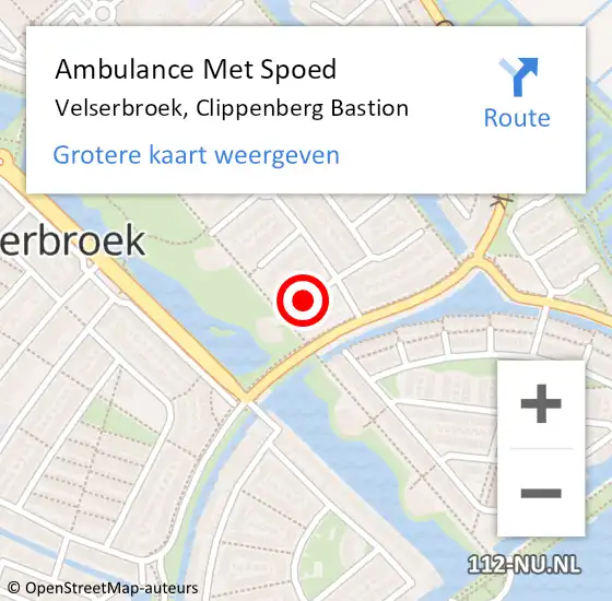 Locatie op kaart van de 112 melding: Ambulance Met Spoed Naar Velserbroek, Clippenberg Bastion op 4 november 2019 20:20
