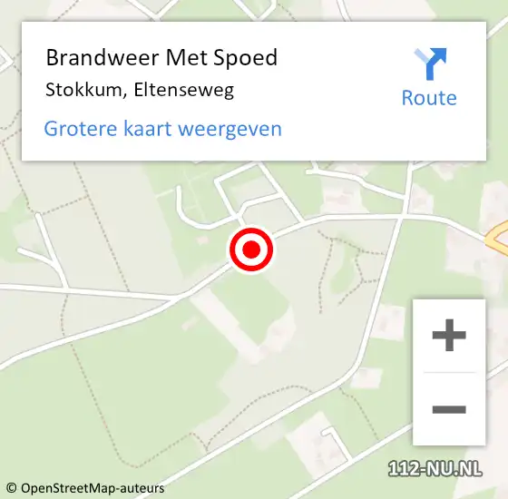 Locatie op kaart van de 112 melding: Brandweer Met Spoed Naar Stokkum, Eltenseweg op 18 april 2014 18:43