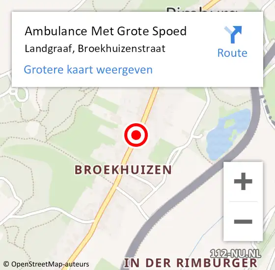 Locatie op kaart van de 112 melding: Ambulance Met Grote Spoed Naar Landgraaf, Broekhuizenstraat op 5 november 2019 00:13