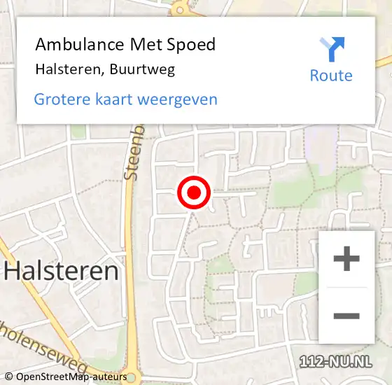 Locatie op kaart van de 112 melding: Ambulance Met Spoed Naar Halsteren, Buurtweg op 5 november 2019 01:52