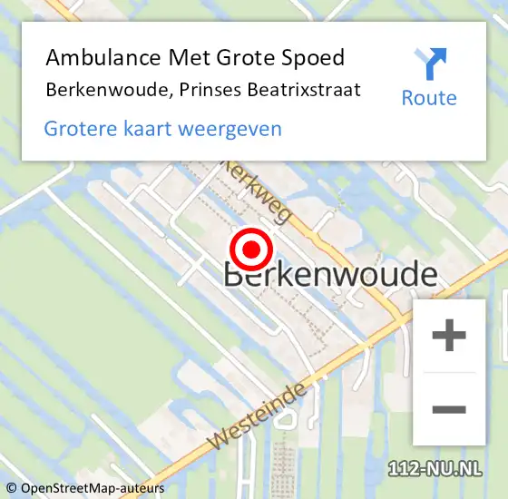 Locatie op kaart van de 112 melding: Ambulance Met Grote Spoed Naar Berkenwoude, Prinses Beatrixstraat op 5 november 2019 02:04