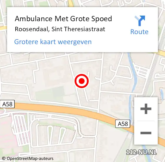 Locatie op kaart van de 112 melding: Ambulance Met Grote Spoed Naar Roosendaal, Sint Theresiastraat op 5 november 2019 03:05