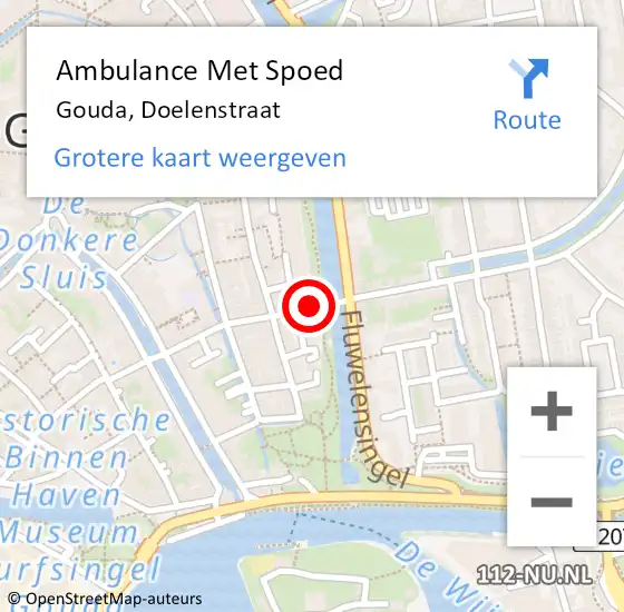 Locatie op kaart van de 112 melding: Ambulance Met Spoed Naar Gouda, Doelenstraat op 5 november 2019 05:32