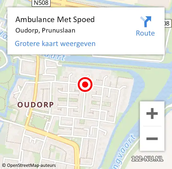 Locatie op kaart van de 112 melding: Ambulance Met Spoed Naar Oudorp, Prunuslaan op 5 november 2019 07:21