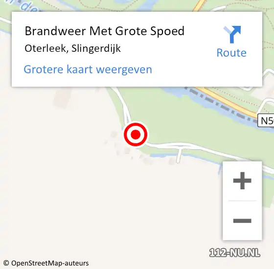 Locatie op kaart van de 112 melding: Brandweer Met Grote Spoed Naar Oterleek, Slingerdijk op 5 november 2019 07:42