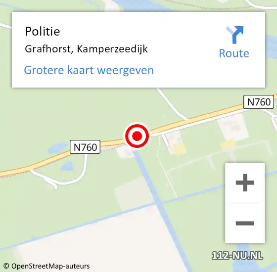 Locatie op kaart van de 112 melding: Politie Grafhorst, Kamperzeedijk op 5 november 2019 07:45