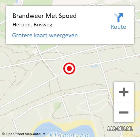 Locatie op kaart van de 112 melding: Brandweer Met Spoed Naar Herpen, Bosweg op 5 november 2019 09:52