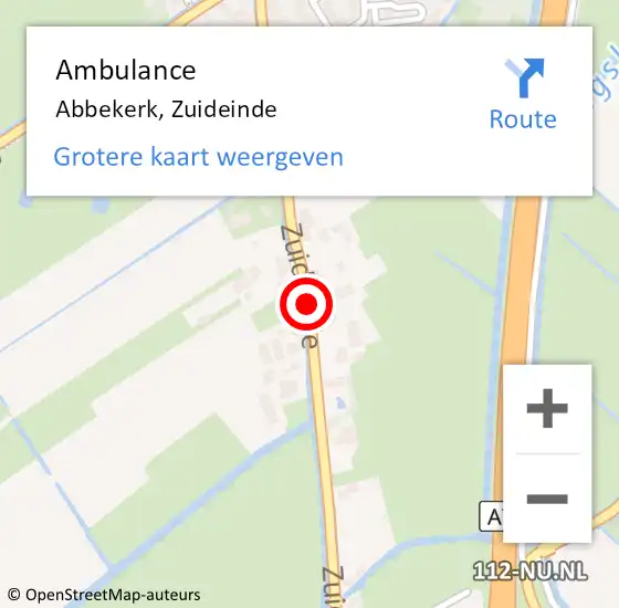 Locatie op kaart van de 112 melding: Ambulance Abbekerk, Zuideinde op 5 november 2019 10:47