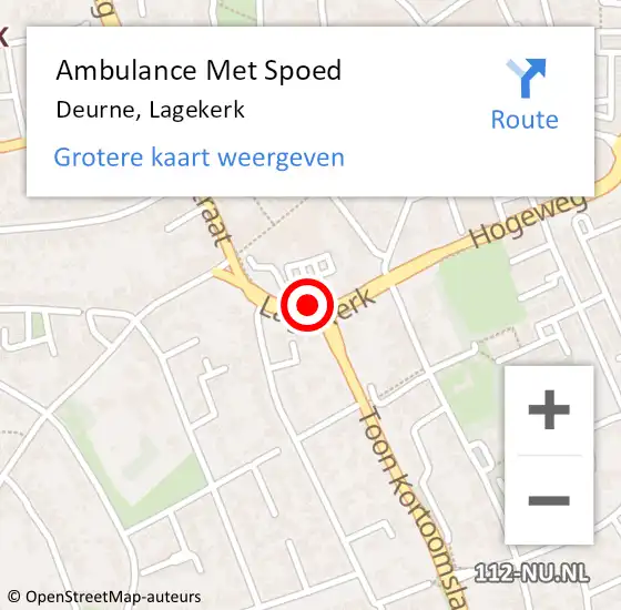 Locatie op kaart van de 112 melding: Ambulance Met Spoed Naar Deurne, Lagekerk op 5 november 2019 11:35