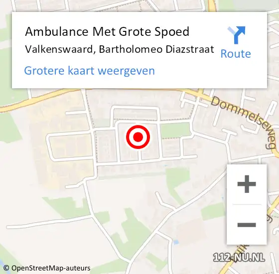 Locatie op kaart van de 112 melding: Ambulance Met Grote Spoed Naar Valkenswaard, Bartholomeo Diazstraat op 5 november 2019 11:42