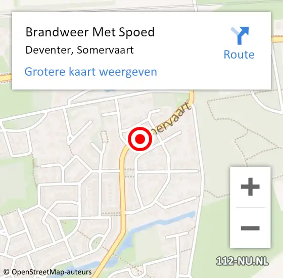 Locatie op kaart van de 112 melding: Brandweer Met Spoed Naar Deventer, Somervaart op 5 november 2019 11:50