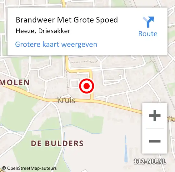 Locatie op kaart van de 112 melding: Brandweer Met Grote Spoed Naar Heeze, Driesakker op 5 november 2019 12:32